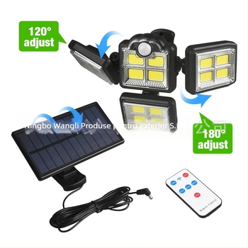 Lampa de perete solar modulară cu telecomandă, iluminat exterior rezistent la apă IP44 pentru grădină și gard, LED patch, 40W, 3.7V, autonomie 16–24h