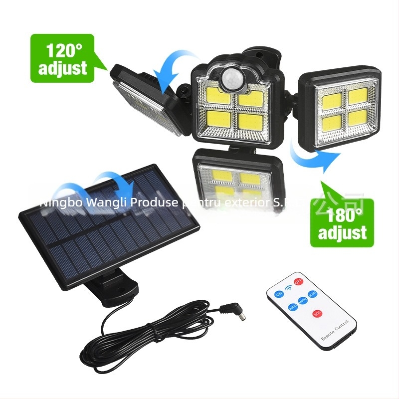 Lampa de perete solar modulară cu telecomandă, iluminat exterior rezistent la apă IP44 pentru grădină și gard, LED patch, 40W, 3.7V, autonomie 16–24h
