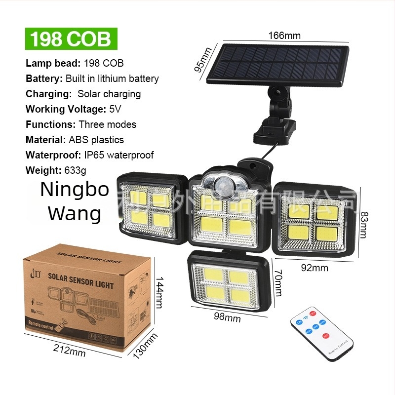 Lampa de perete solar modulară cu telecomandă, iluminat exterior rezistent la apă IP44 pentru grădină și gard, LED patch, 40W, 3.7V, autonomie 16–24h