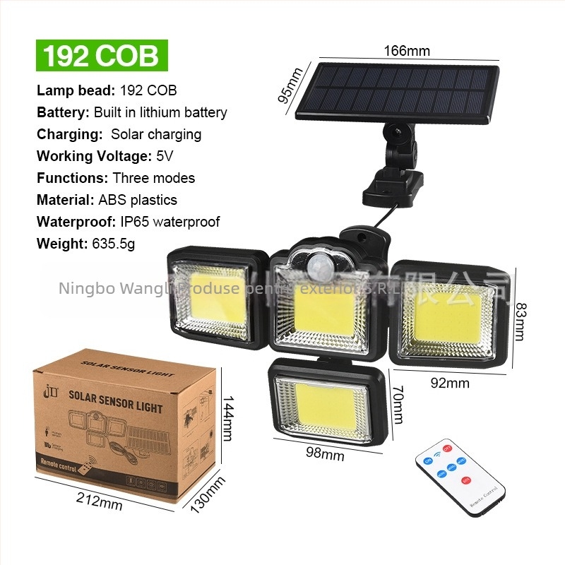 Lampa de perete solar modulară cu telecomandă, iluminat exterior rezistent la apă IP44 pentru grădină și gard, LED patch, 40W, 3.7V, autonomie 16–24h