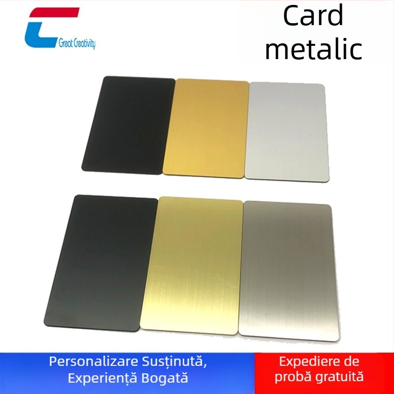 Carte de vizită metalică cu cip NFC încorporat, oțel inoxidabil, model cxjJS, procesare personalizabilă, interval de temperatură -20 până la 75 °C