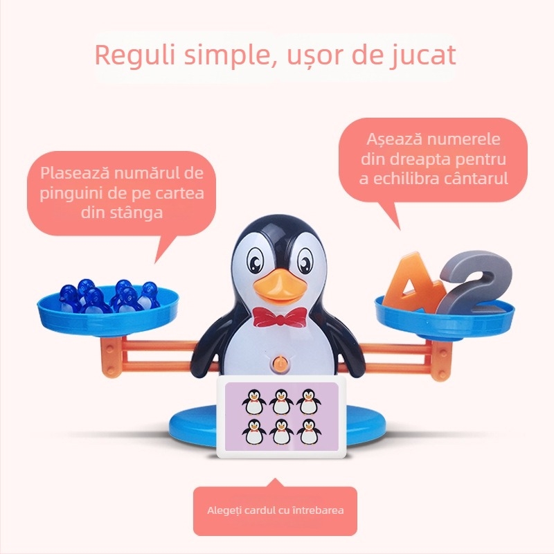 Jucărie de echilibru cu pinguin pentru copii 3–6 ani – recunoaștere a numerelor, dezvoltare cognitivă, ABS plastic