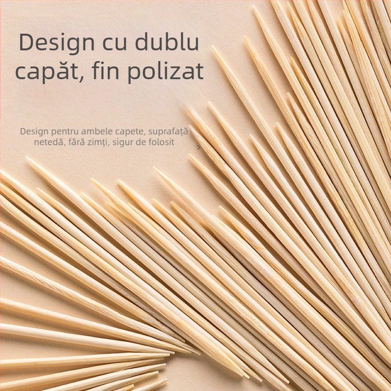 Scobitori din bambus, de unică folosință, cu capete duble – ambalate în cutie, portabile