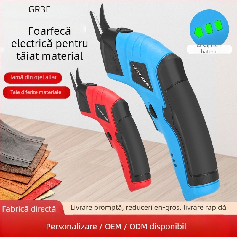 Foarfecă electrică pentru țesături - fără fir, baterie litiu reîncărcabilă, 4,2V, pentru piele, carton, țesătură, covoare