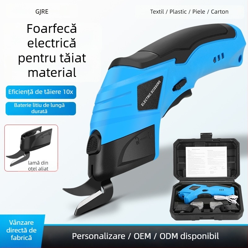 Foarfecă electrică pentru țesături - fără fir, baterie litiu reîncărcabilă, 4,2V, pentru piele, carton, țesătură, covoare