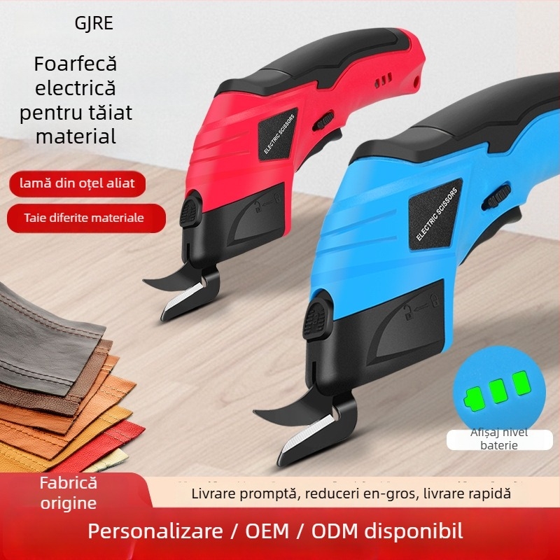 Foarfecă electrică pentru țesături - fără fir, baterie litiu reîncărcabilă, 4,2V, pentru piele, carton, țesătură, covoare