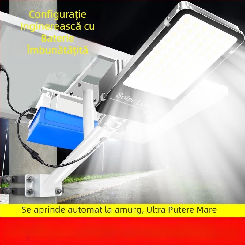 Iluminat stradal solar exterior, cu telecomandă – LED 15W, IP65, autonomie 16–24 h