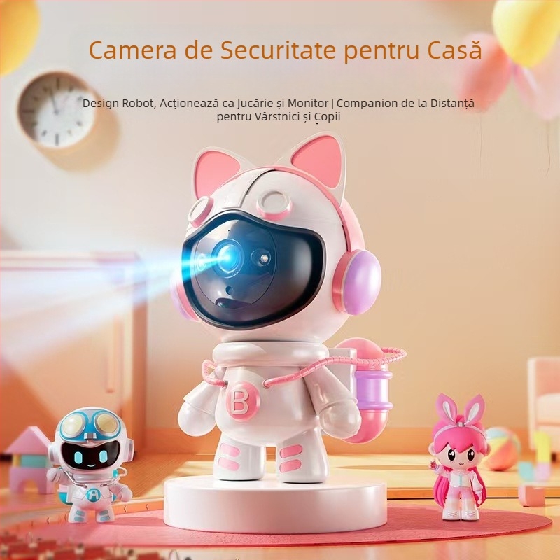 Cameră de supraveghere WiFi pentru interior, în formă de păpușă, cu vizionare nocturnă color și alertă pentru plânsul bebelușului — rotație orizontală 355°, înclinare verticală 90°, viteză pan 355°/s, DC 5V, suport pentru gimbal