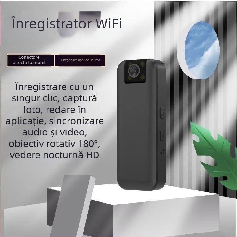 Cameră wireless 1080p cu obiectiv de 2,8 mm, detecție mișcare, alimentare 5V, utilizare interior/exterior
