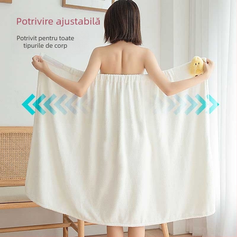 Halat de baie pentru femei — vară, absorbant, uscare rapidă, fleece coral, prosop de înfășurat, set de trei piese