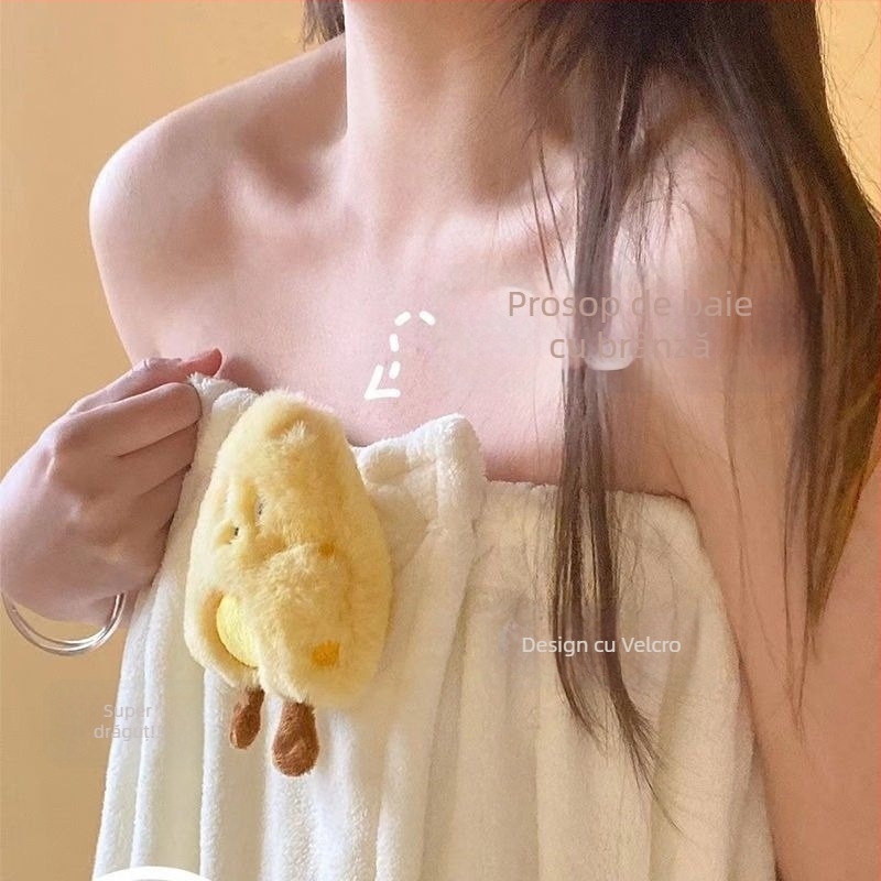 Halat de baie pentru femei — vară, absorbant, uscare rapidă, fleece coral, prosop de înfășurat, set de trei piese