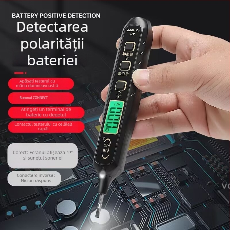 Pen tester de tensiune cu afișaj digital, detecție inductivă inteligentă, măsurare multifuncțională, detecție a întreruperii cablului, pentru electricieni