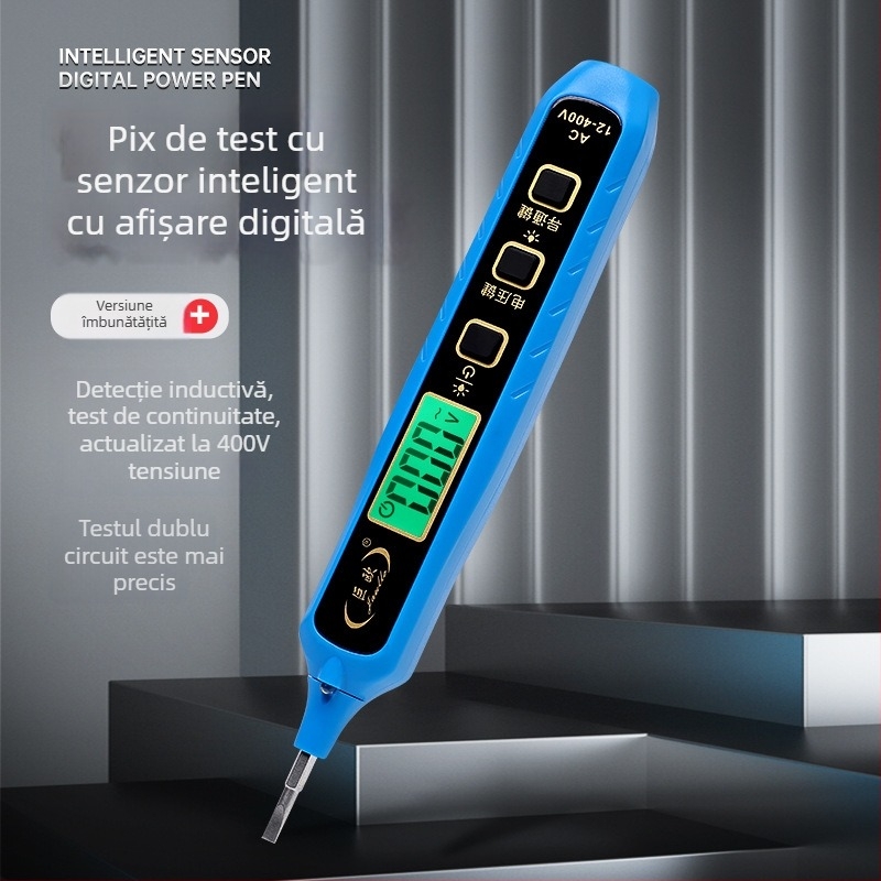 Pen tester de tensiune cu afișaj digital, detecție inductivă inteligentă, măsurare multifuncțională, detecție a întreruperii cablului, pentru electricieni