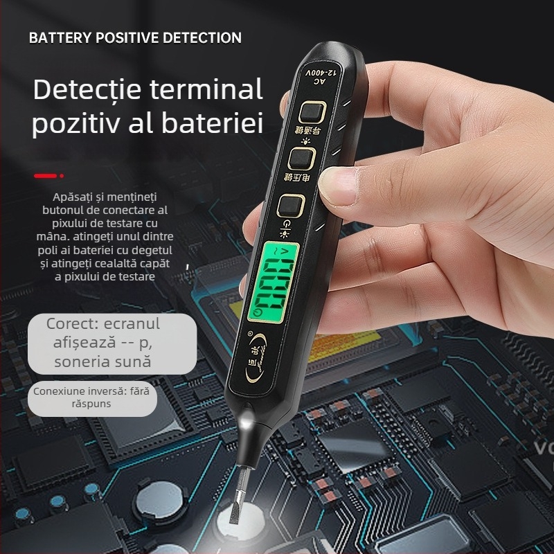 Pen tester de tensiune cu afișaj digital, detecție inductivă inteligentă, măsurare multifuncțională, detecție a întreruperii cablului, pentru electricieni