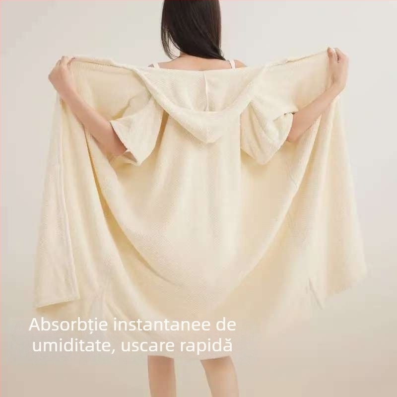 Halat de baie pentru femei, fleece coral material, amestec spandex, 580 g