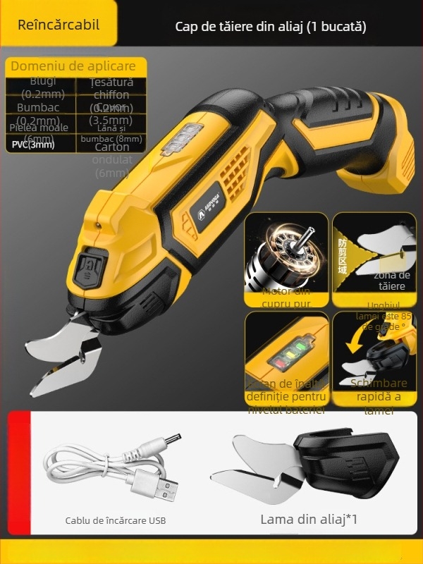 Asja Foarfecă electrică pentru haine – baterie litiu reîncărcabilă, 3,6V, portabile