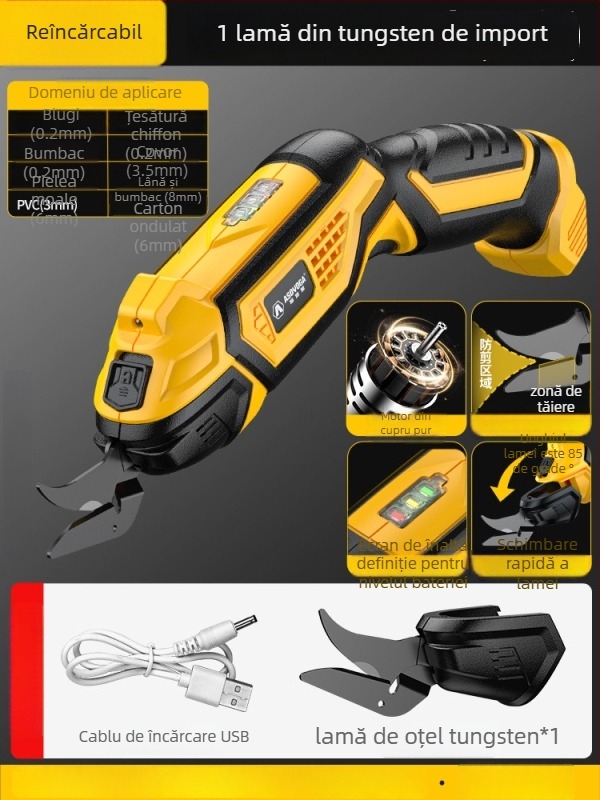 Asja Foarfecă electrică pentru haine – baterie litiu reîncărcabilă, 3,6V, portabile