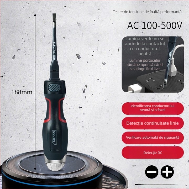 Deli tester de tensiune – multifuncțional, afișaj digital, senzor de înaltă precizie, pentru uz casnic