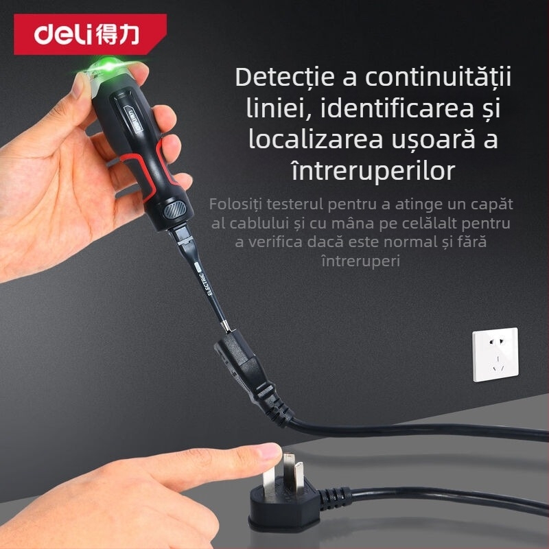 Deli tester de tensiune – multifuncțional, afișaj digital, senzor de înaltă precizie, pentru uz casnic