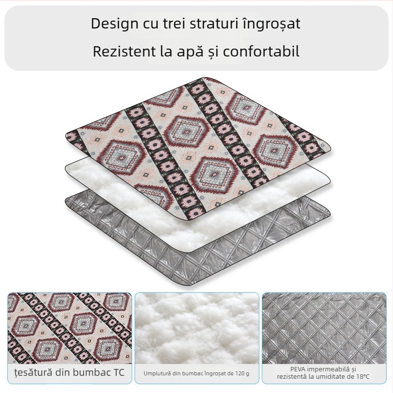 Covoraș de exterior impermeabil pentru bebeluși, cu țesătură quiltată poliester-bumbac, 1,4 kg, model fcd-1, potrivit pentru 3-5 persoane