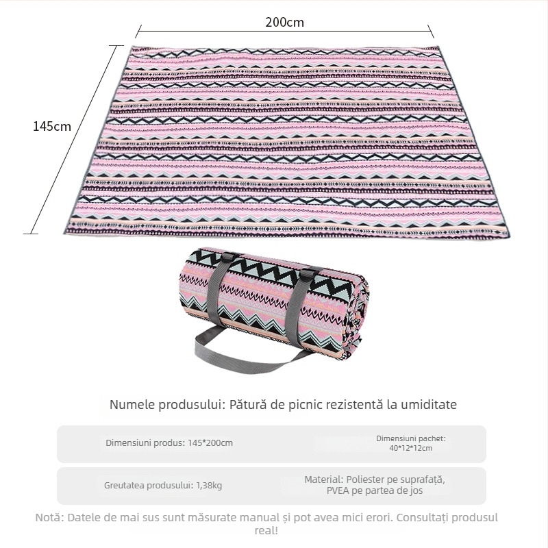 Covoraș de exterior impermeabil pentru bebeluși, cu țesătură quiltată poliester-bumbac, 1,4 kg, model fcd-1, potrivit pentru 3-5 persoane