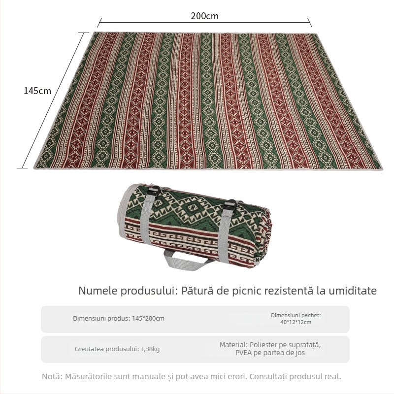 Covoraș de exterior impermeabil pentru bebeluși, cu țesătură quiltată poliester-bumbac, 1,4 kg, model fcd-1, potrivit pentru 3-5 persoane