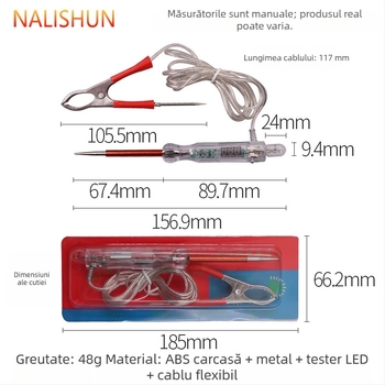 Pen tester electric auto cu afișaj digital, corp ABS, 12–24V, 48 g