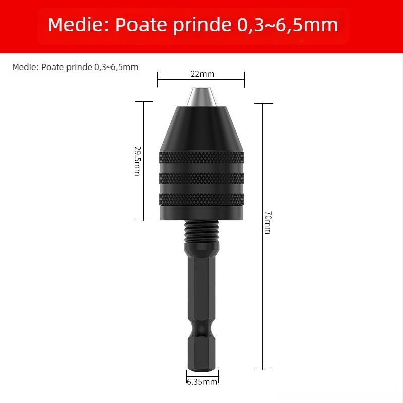 Mâner hexagonal, mandrină cu trei falce, extensie rapidă pentru conversie a burghiului, 36V, oțel inoxidabil