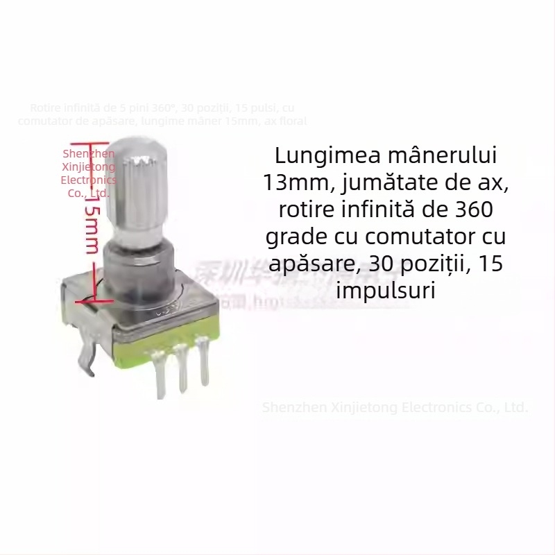 Ljv buton potențiometru de volum pentru navigație, pentru auto DVD/radio — rotație de 360° cu apăsare