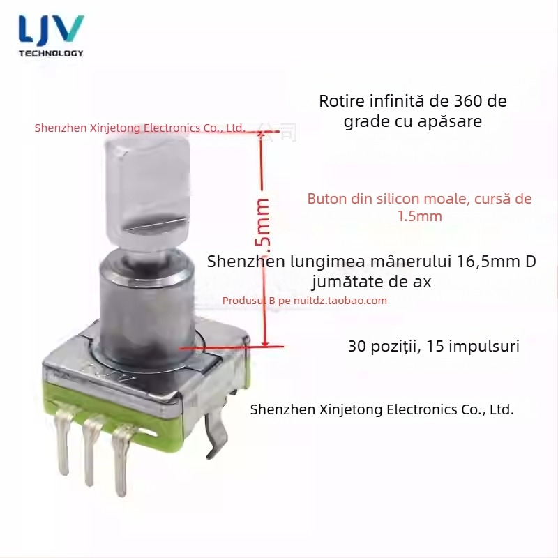 Ljv buton potențiometru de volum pentru navigație, pentru auto DVD/radio — rotație de 360° cu apăsare