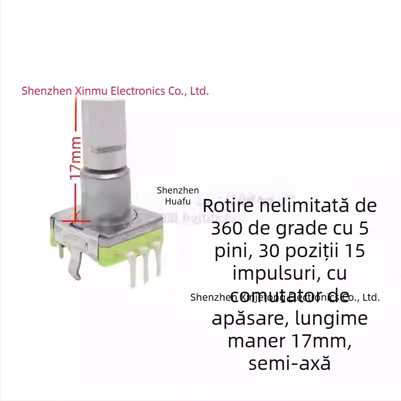 Ljv buton potențiometru de volum pentru navigație, pentru auto DVD/radio — rotație de 360° cu apăsare