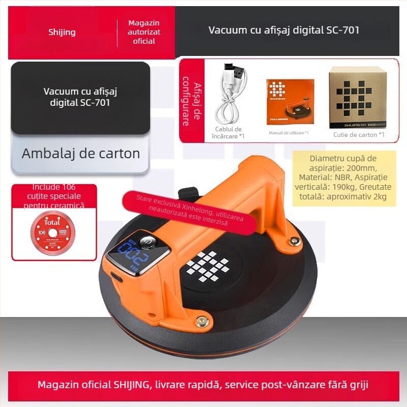 Ridicător electric cu vacuum, ventuză pentru suprafețe din oțel inoxidabil, 36V