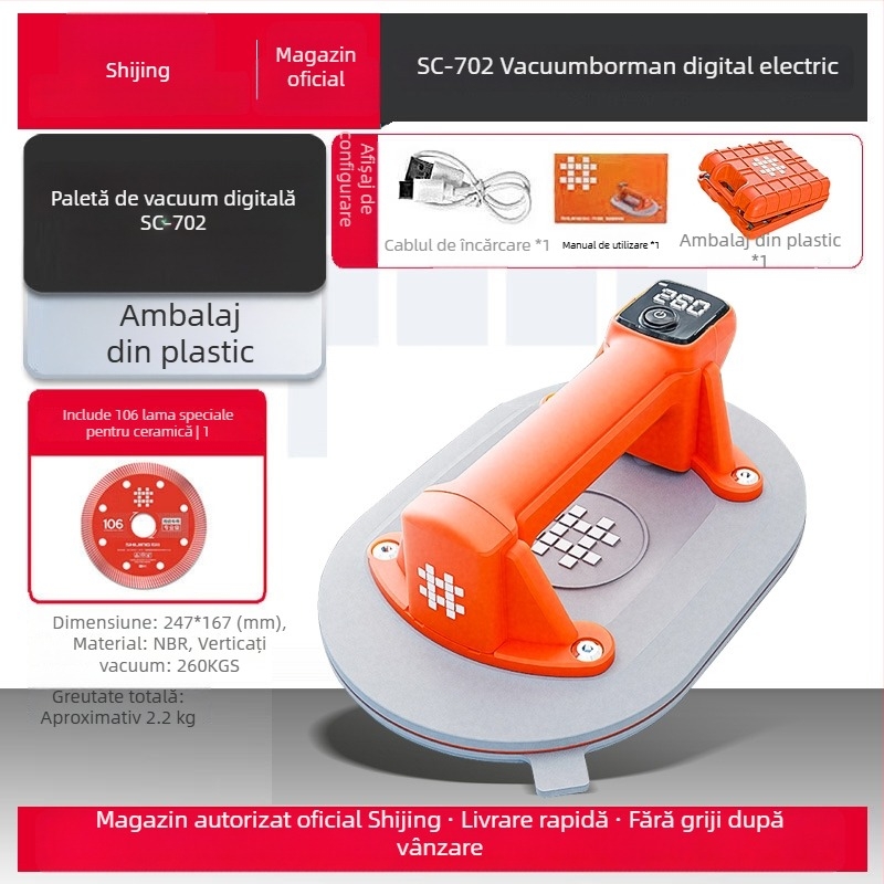 Ridicător electric cu vacuum, ventuză pentru suprafețe din oțel inoxidabil, 36V