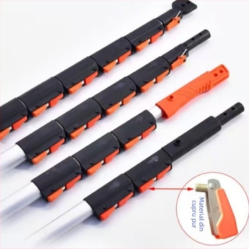 Țeavă telescopică cu aliaj oval de aluminiu, fierăstrău pentru crengi înalte și tăietor de crengi, 3–6 secțiuni