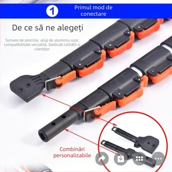 Țeavă telescopică cu aliaj oval de aluminiu, fierăstrău pentru crengi înalte și tăietor de crengi, 3–6 secțiuni