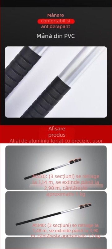 Țeavă telescopică cu aliaj oval de aluminiu, fierăstrău pentru crengi înalte și tăietor de crengi, 3–6 secțiuni