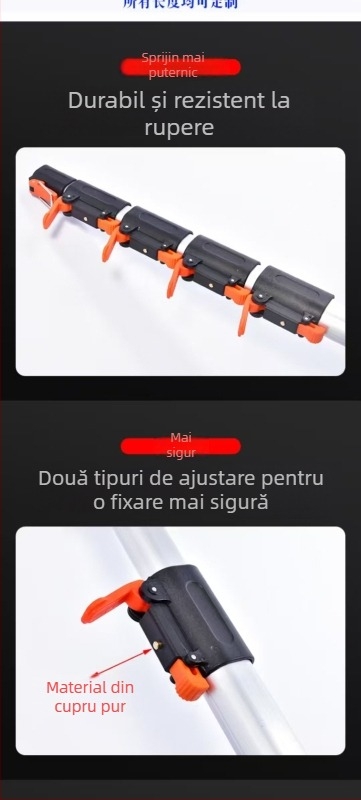 Țeavă telescopică cu aliaj oval de aluminiu, fierăstrău pentru crengi înalte și tăietor de crengi, 3–6 secțiuni