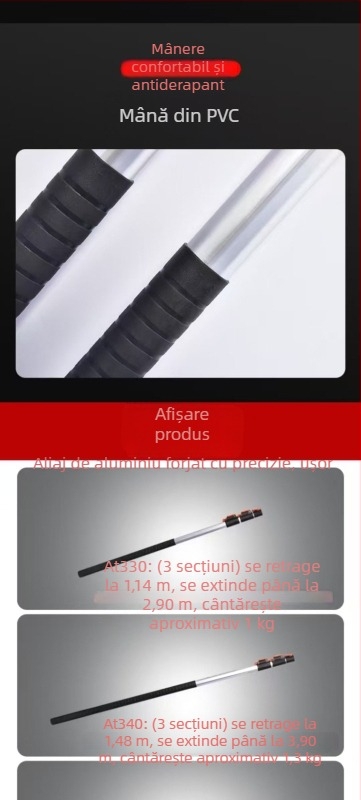 Țeavă telescopică cu aliaj oval de aluminiu, fierăstrău pentru crengi înalte și tăietor de crengi, 3–6 secțiuni