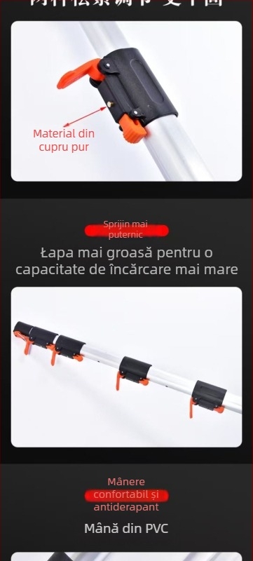 Țeavă telescopică cu aliaj oval de aluminiu, fierăstrău pentru crengi înalte și tăietor de crengi, 3–6 secțiuni