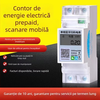 Energie electrică casnică, monofazată, montaj pe DIN-rail, Bluetooth și 4G, plată în avans pentru camere închiriate
