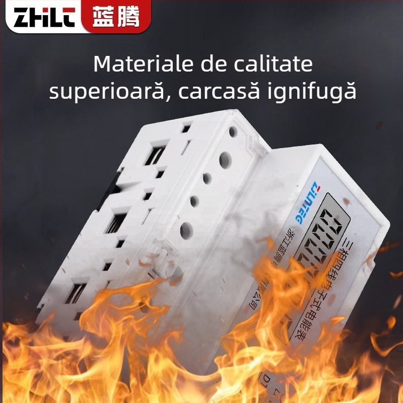 Contor electric montat pe șină, trifazat cu patru conductori, 7P, 380V, contor de energie de tip transformator