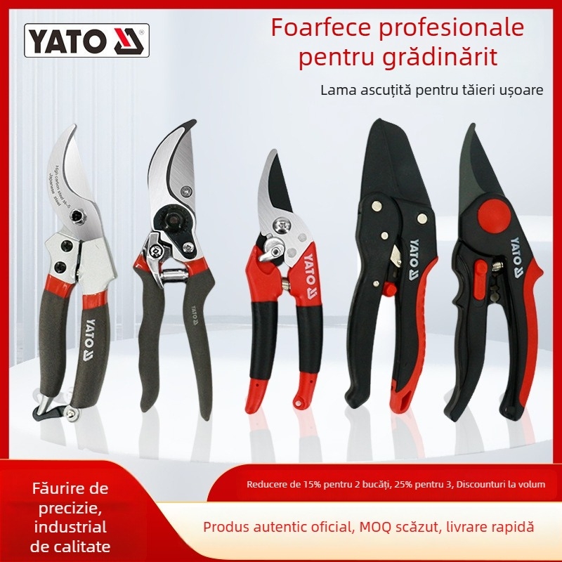 Yato Foarfete de tăiere pentru flori și pomi fructiferi, foarfecă de altoire, tăierea crengilor groase, mâner din oțel cu carbon mediu