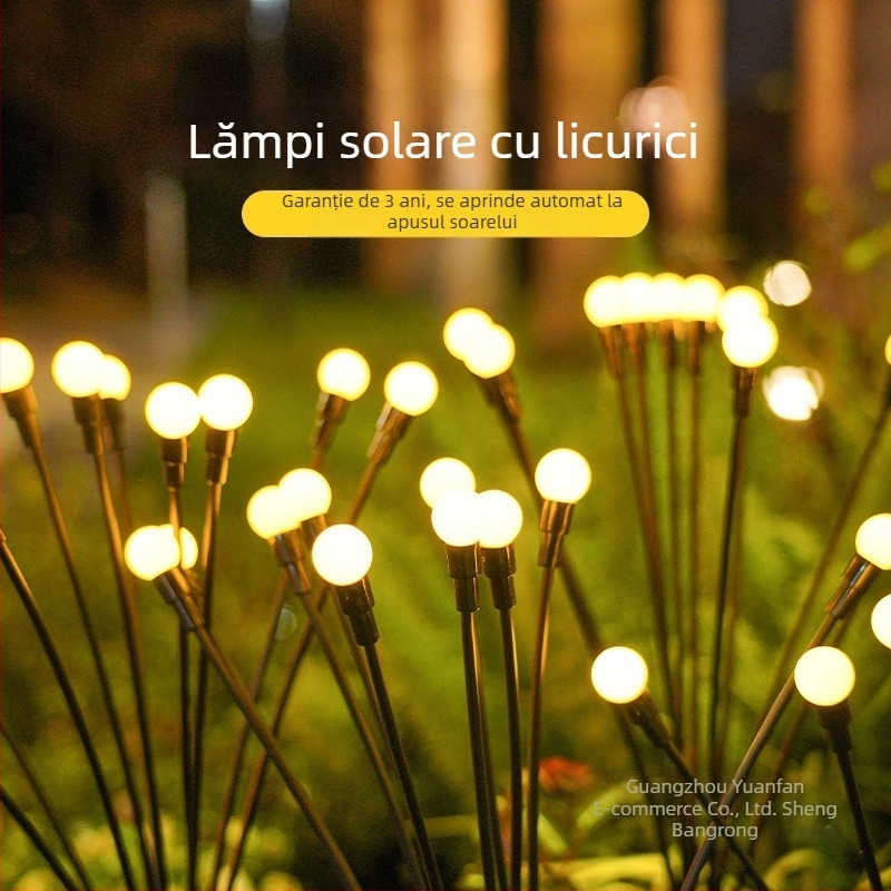 Lampă solară licurici pentru exterior, lampă de grădină rezistentă la apă IP66, sursă de 1.2W și autonomie 6–12 ore