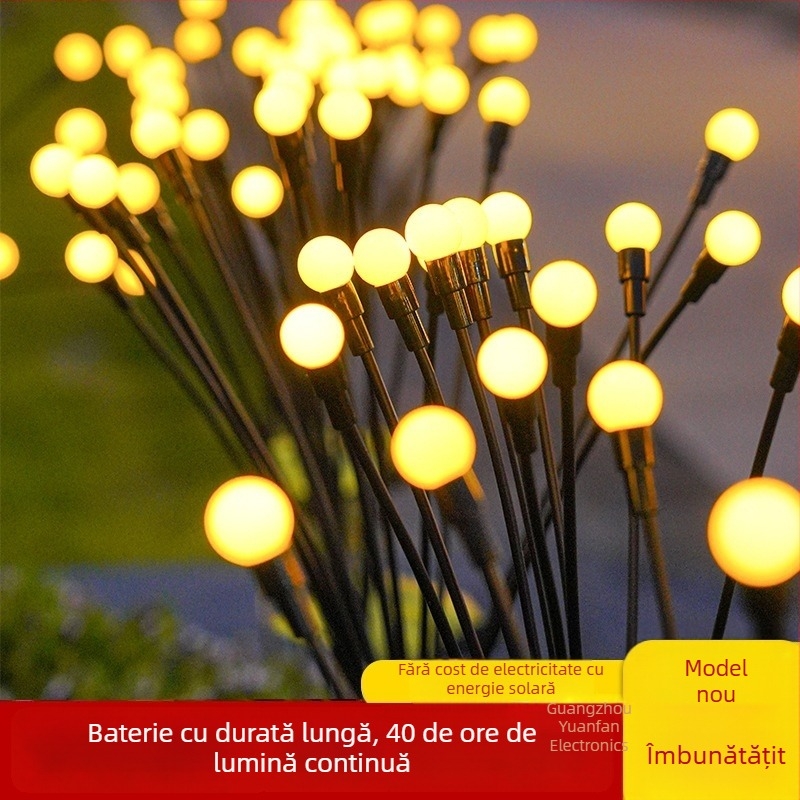 Lampă solară licurici pentru exterior, lampă de grădină rezistentă la apă IP66, sursă de 1.2W și autonomie 6–12 ore