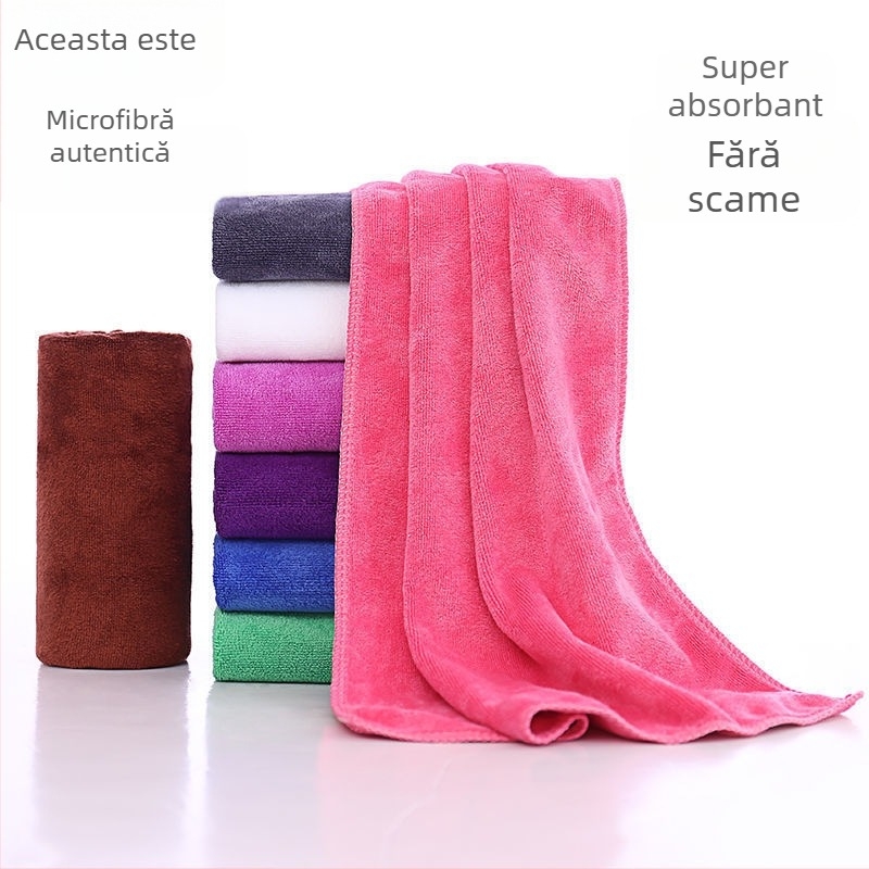 Prosop de curățare pentru frumusețe, microfibră, 300–400 gsm, combed yarn, țesătură cut pile/plain weave; absorbție rapidă 5–10 s