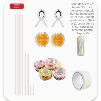 Kit de cross-stitch cu pânză din plastic, 9CT, stil Nordic, include tub PVC și clips