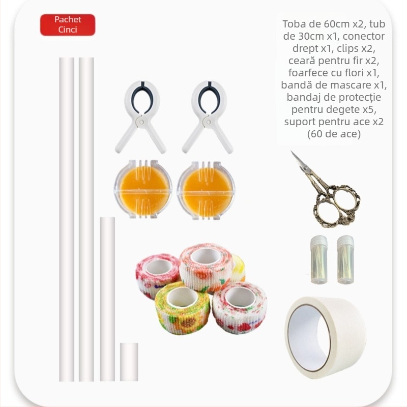 Kit de cross-stitch cu pânză din plastic, 9CT, stil Nordic, include tub PVC și clips