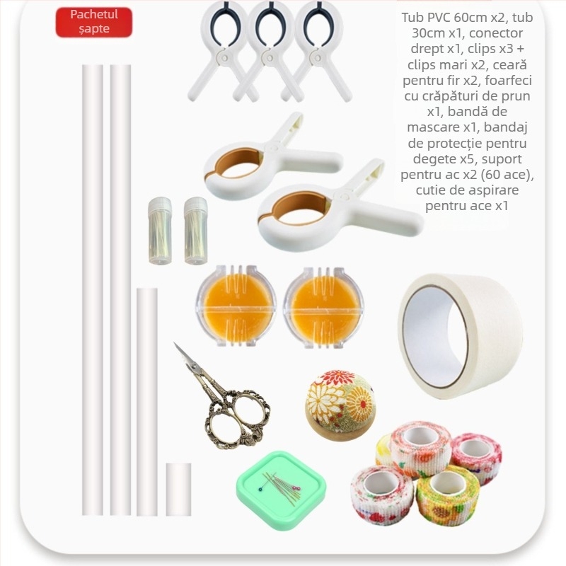 Kit de cross-stitch cu pânză din plastic, 9CT, stil Nordic, include tub PVC și clips