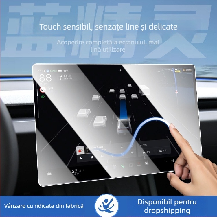Protecție din sticlă temperată pentru ecranul de navigație al mașinii – LJL-057, formare dintr-un singur element, rezistentă la temperaturi, zgârieturi și grăsimi, potrivire universală
