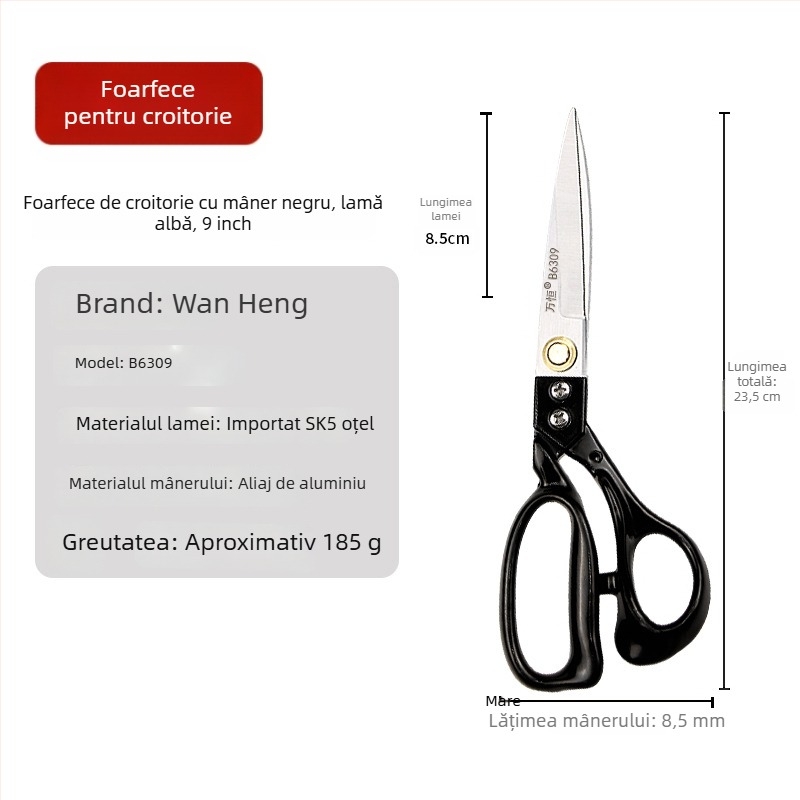 Foarfeci croitorie pentru materiale Wanheng B6208-B62012 — foarfeci profesionale pentru croitorie